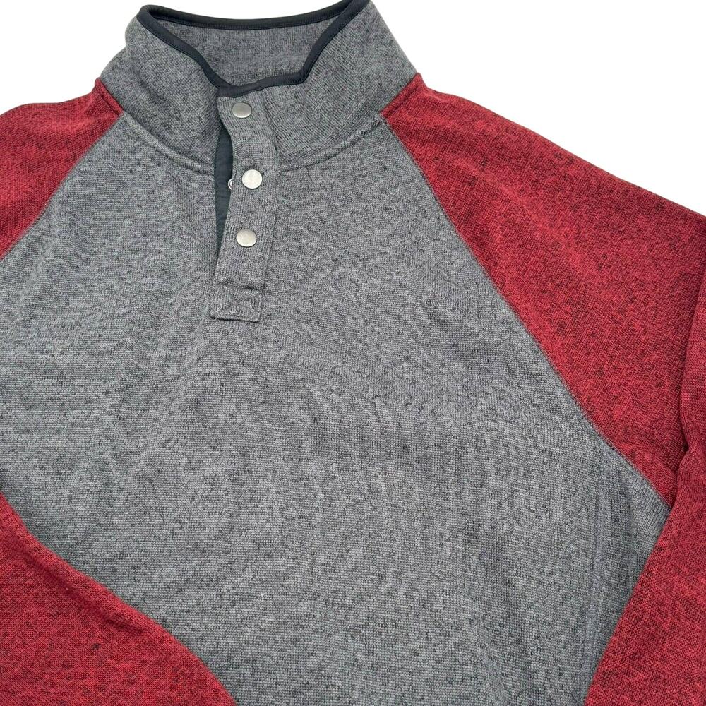Sonoma Gray Mens XL Red and gray sweater‎ sweatshirt snaps at neck pockets